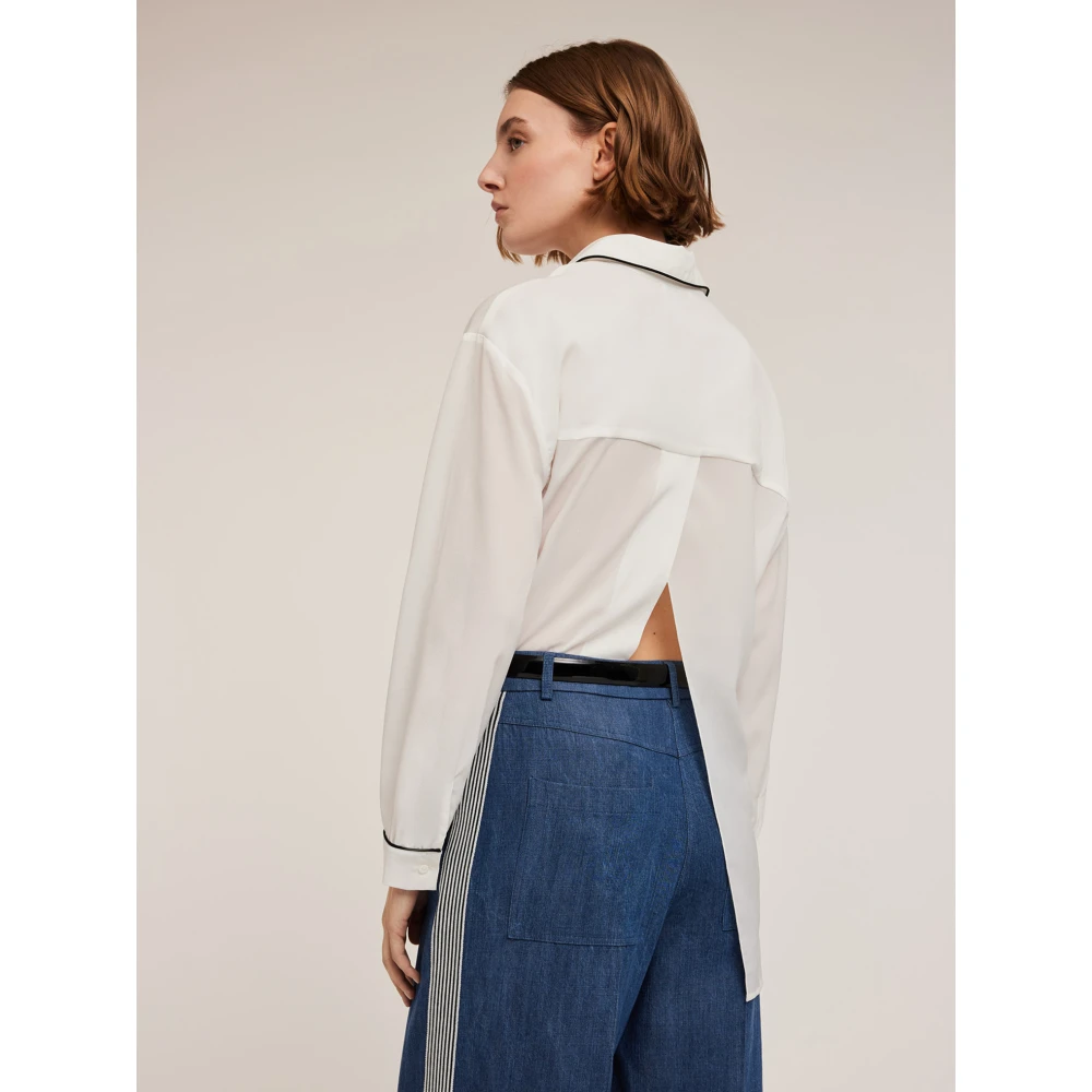 Motivi Overhemdblouse met piping en rugsplit White Dames
