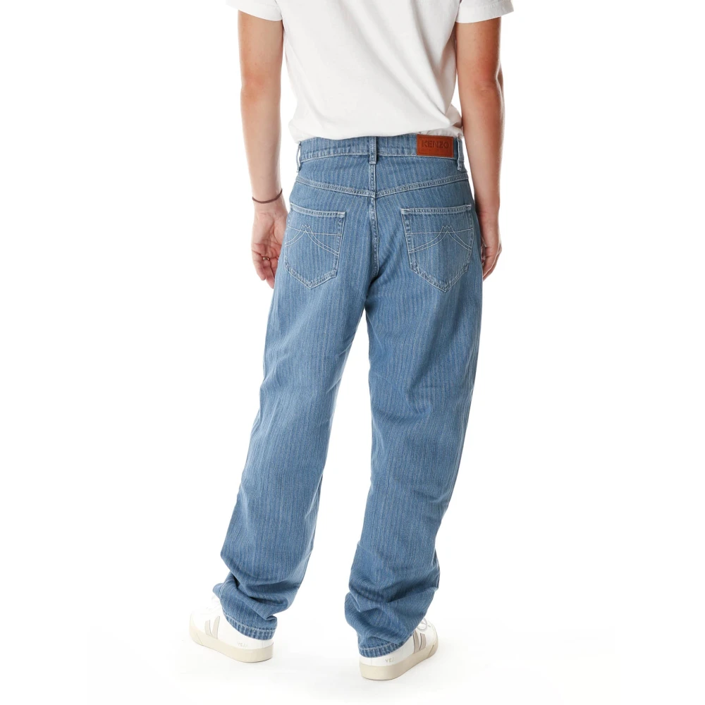 Kenzo Mount Fuji Loose Fit Jeans Blue Heren