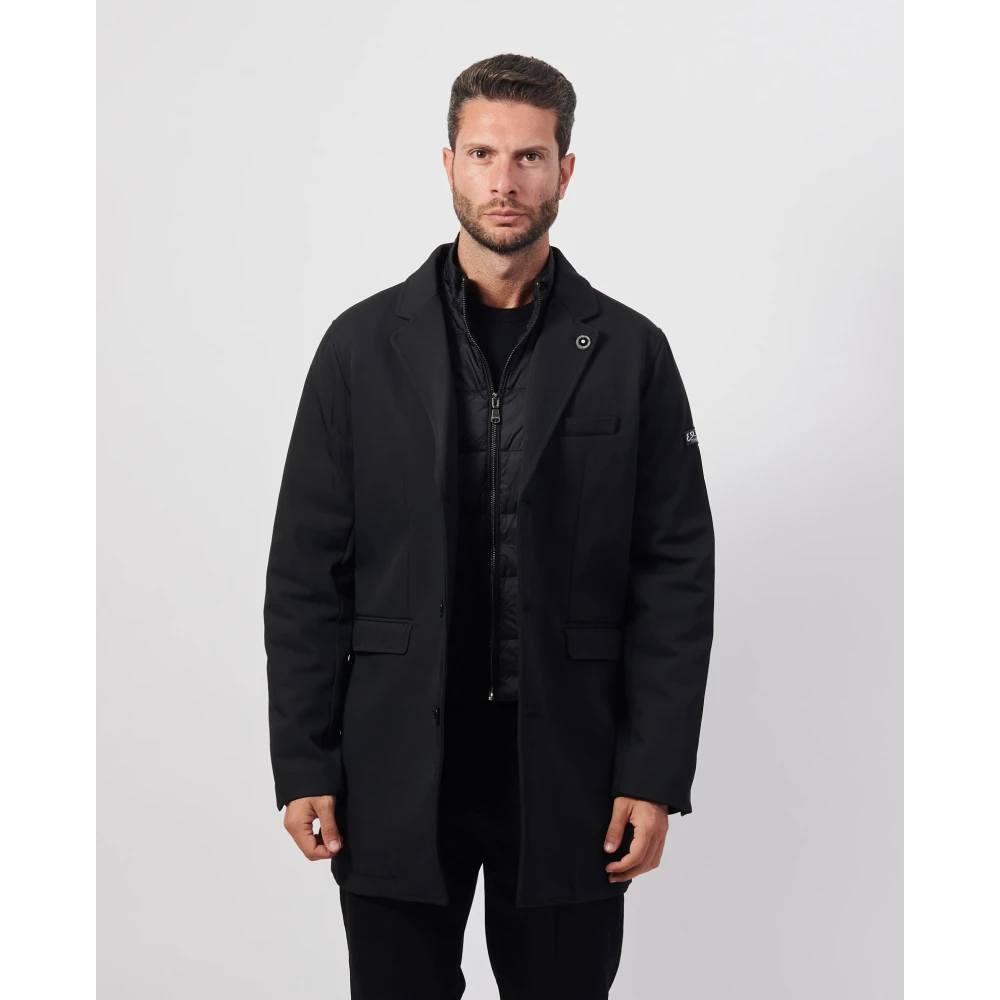 YES ZEE Zwarte elegante herenjas met gewatteerd vest Black Heren