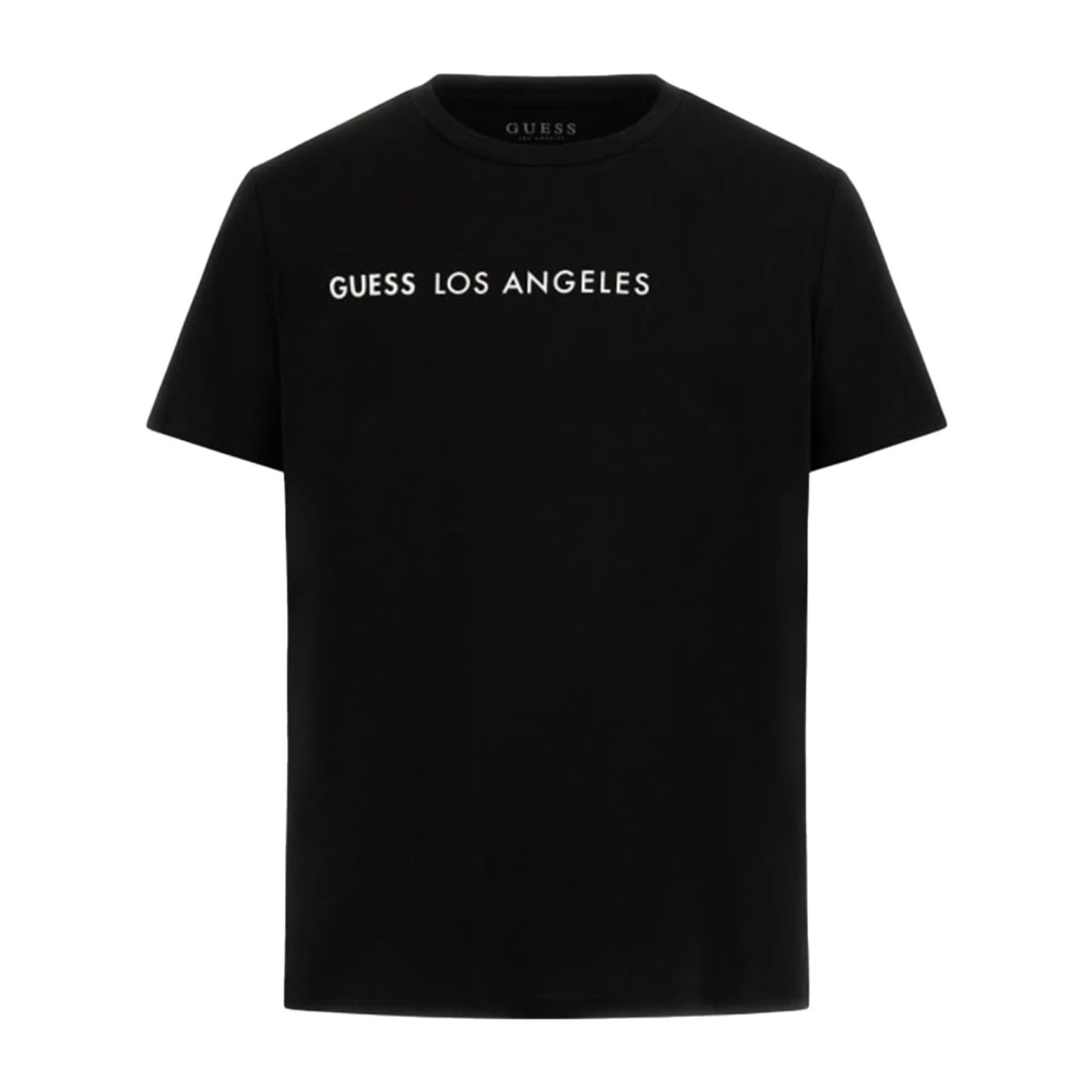 Guess Zwart Katoenen Logo T-shirt Black Heren