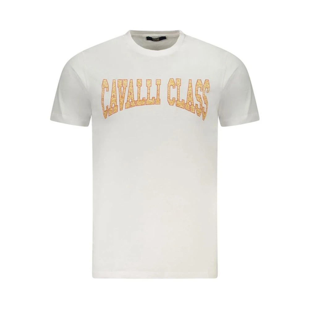 Cavalli Class Men's White Tee With Eye-Catching Print