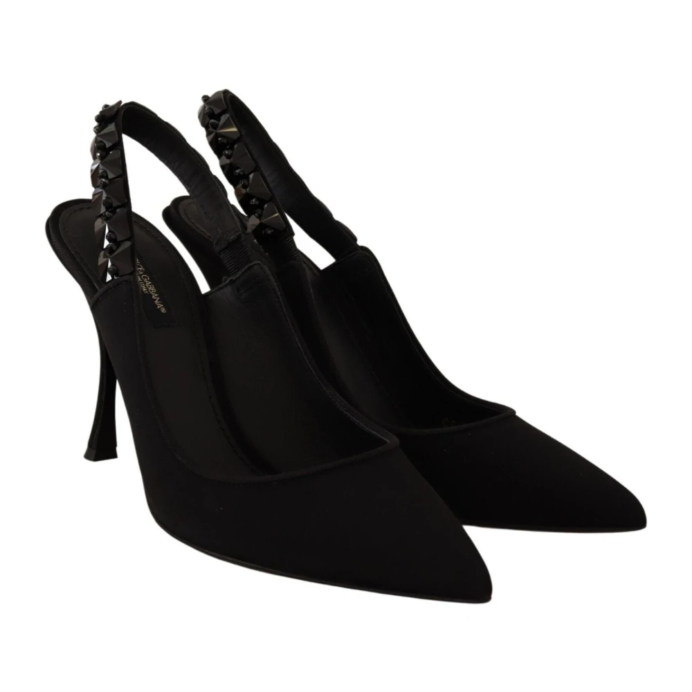 Dolce & Gabbana Zwarte Zijden Blend Lori Slingback Pumps Black Dames