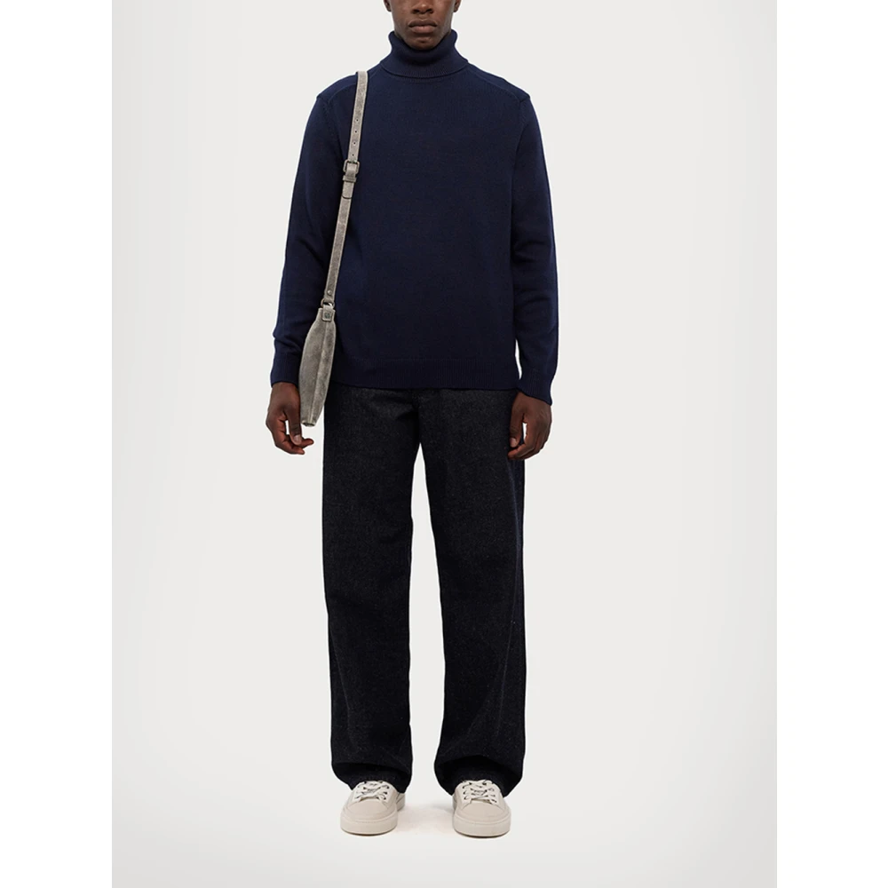 Emporio Armani Blauwe Wolmix Dolcevita Jurk Blue Heren