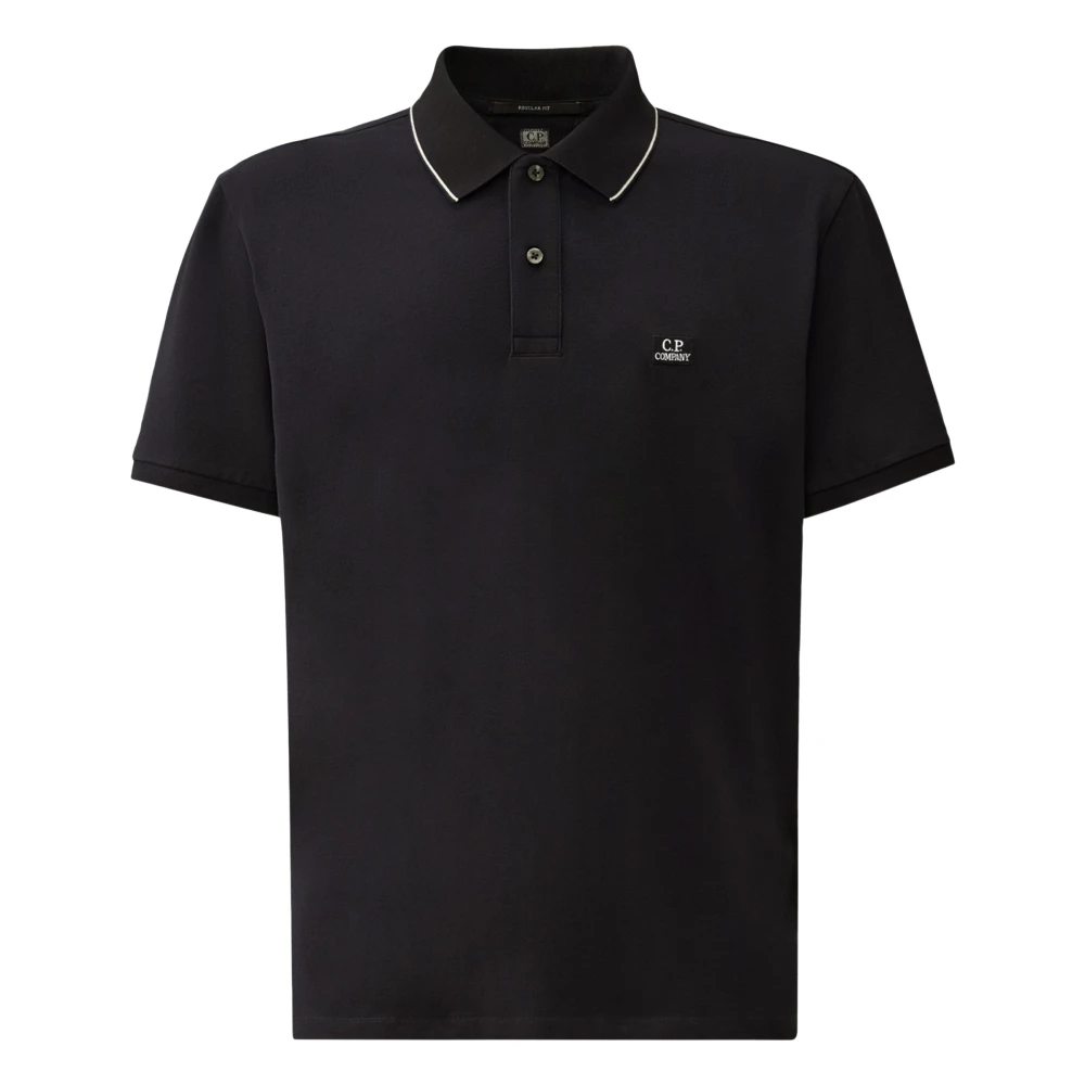 C.p. Company Men's Blue Stretch Piquet Short Sleeve Logo Polo - Polo Shirts - 2XL - Tops