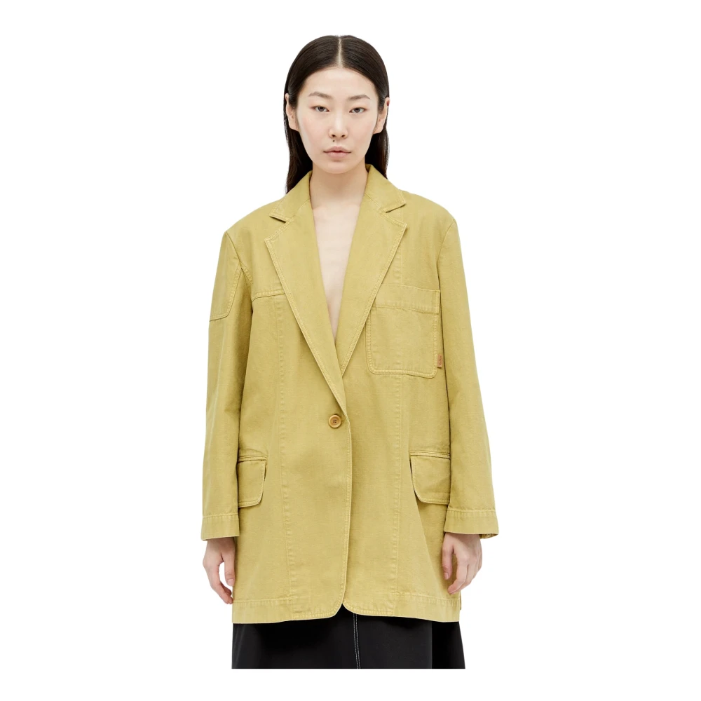 Max Mara Women's Yellow Blazers, Xs, Canvas Blazer With Notch Lapels
