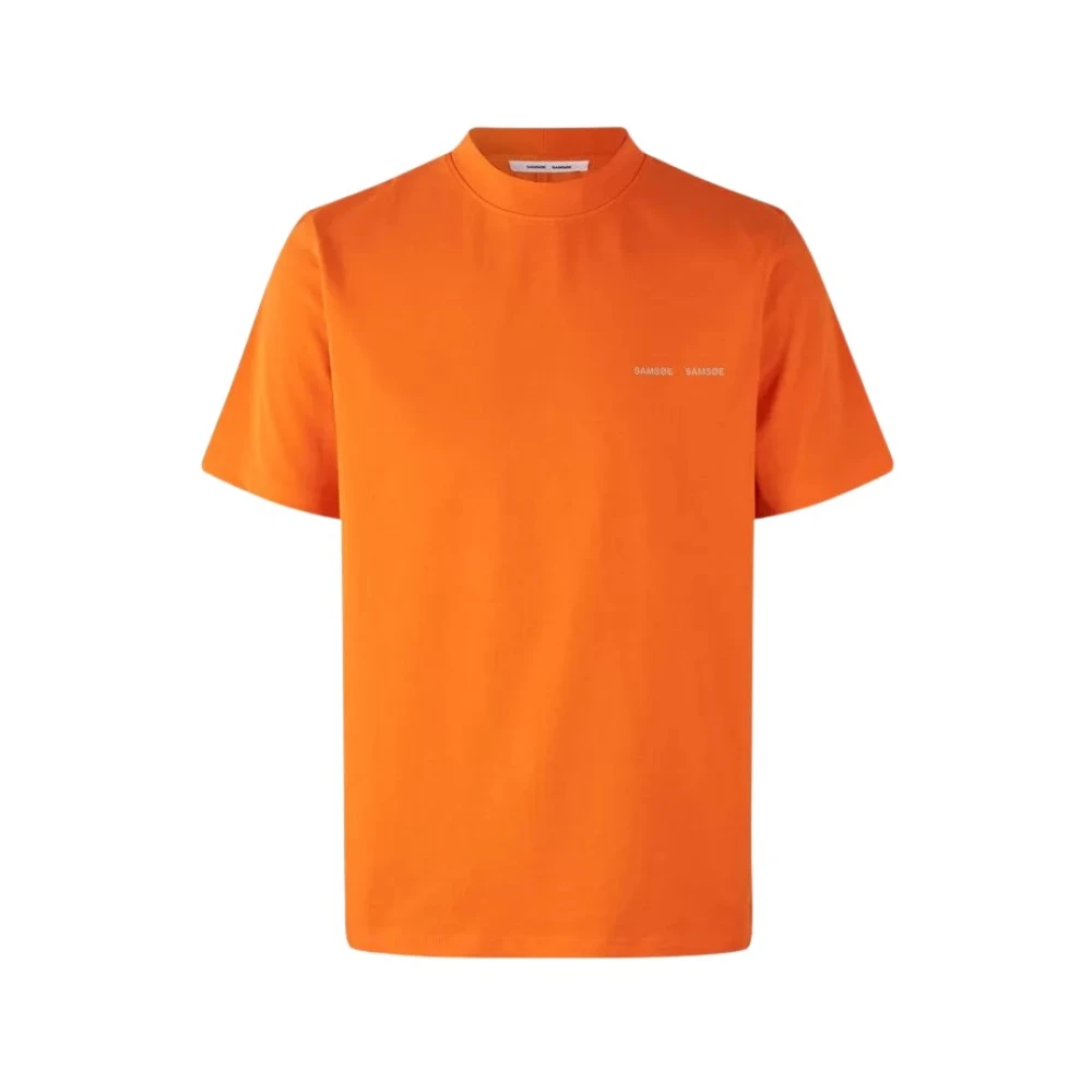 Samsøe Samsøe Mock Neck T-Shirt med tryck på bröstet Orange, Herr