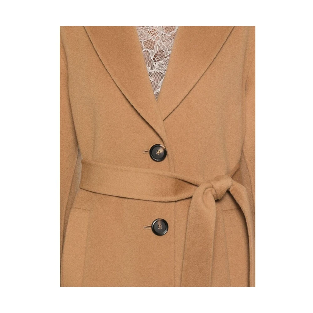pinko Wollen jas met brede revers Brown Dames