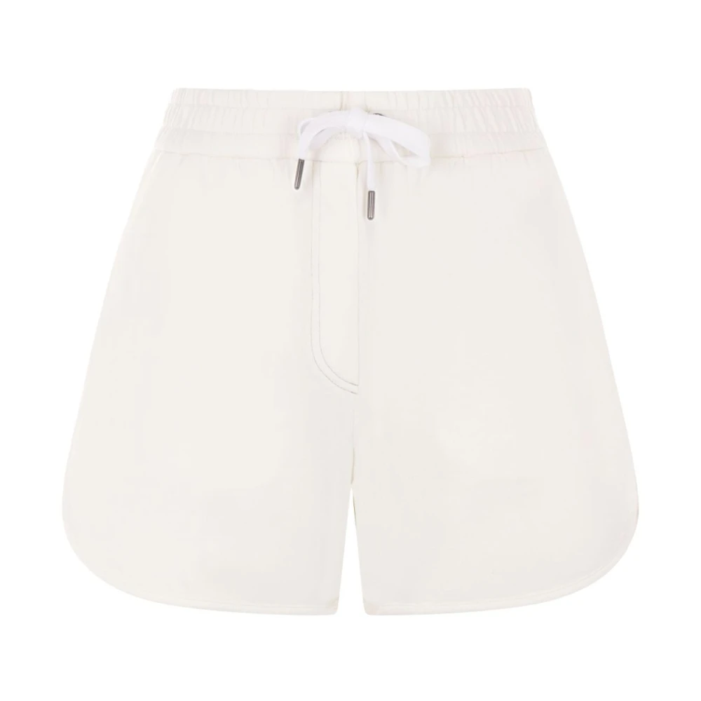 BRUNELLO CUCINELLI Katoenen Ivoor Jersey Elastische Taille Shorts Beige Dames