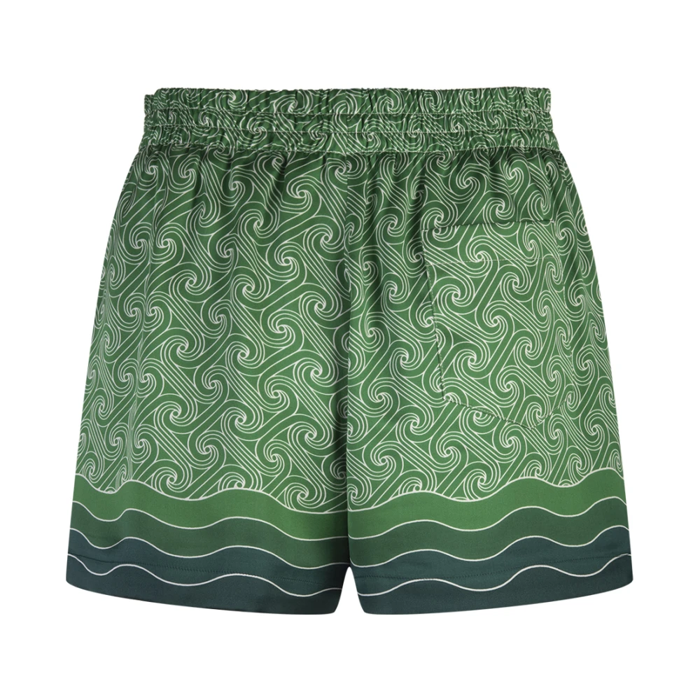 Casablanca Groene Zijden Shorts met Memphis Wave Zoom Green Dames