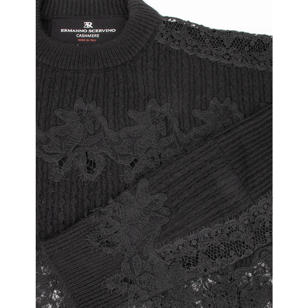Ermanno Scervino Elegante Kantgebreide Trui Black Dames