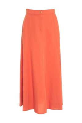 red-linen-blend-flared-skirt