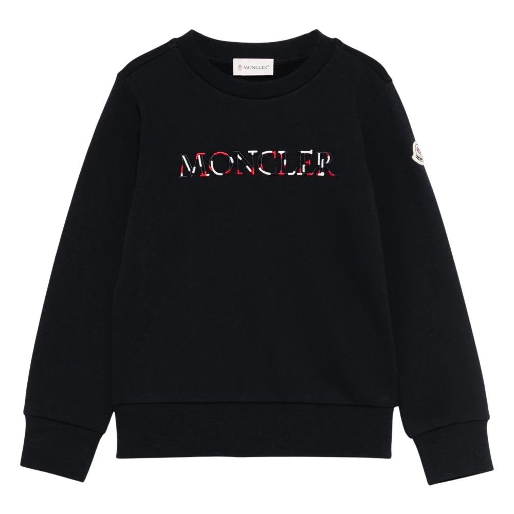 Moncler Boys Blue Kids Sweatshirts, 6 Y, Navy Logo Sweatshirt For