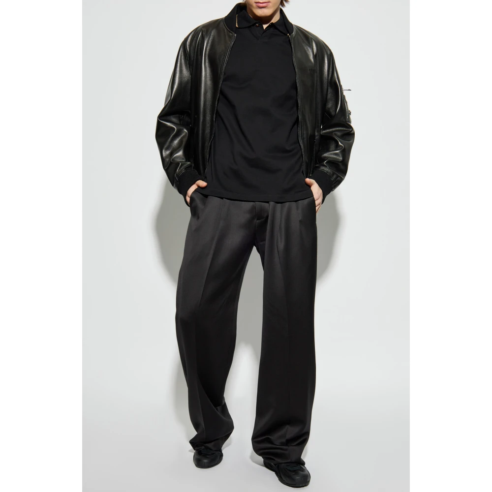 Versace Polo met Lurex-draad Black Heren