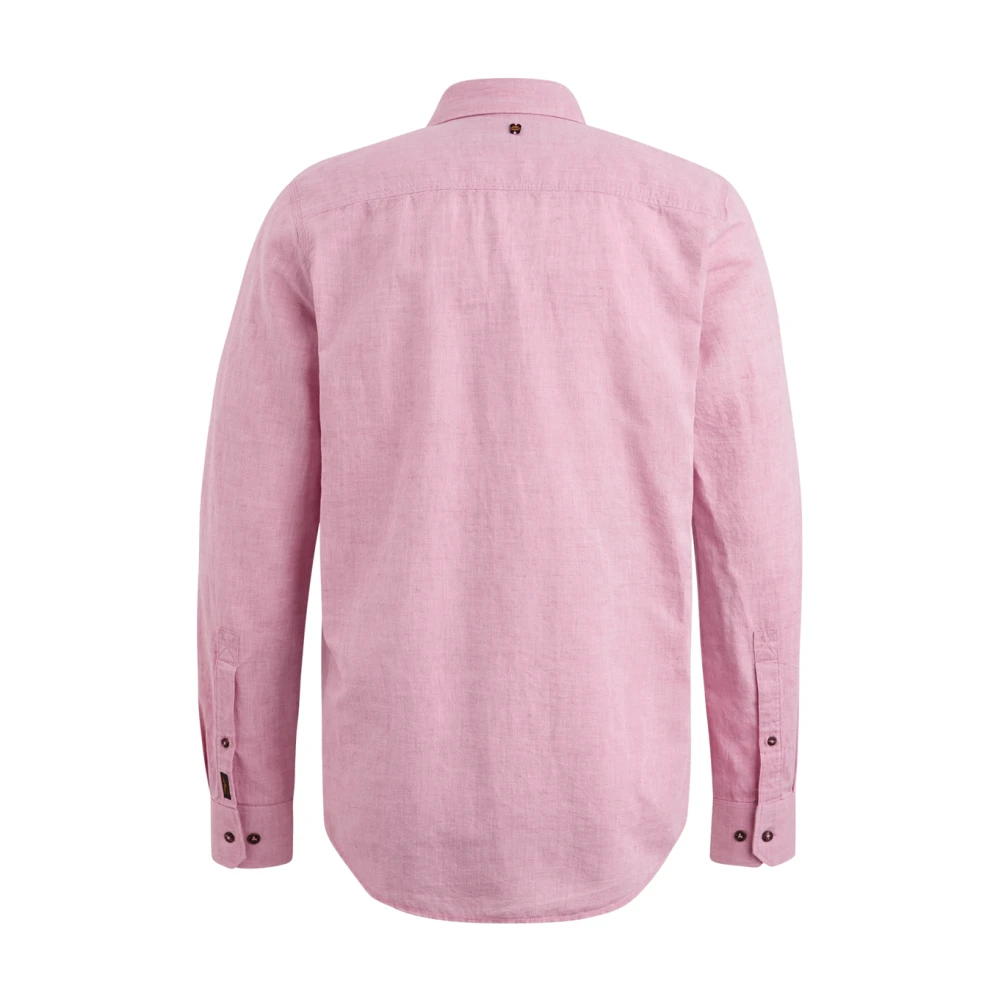 PME Legend Katoen Linnen Lange Mouw Overhemd Pink Heren