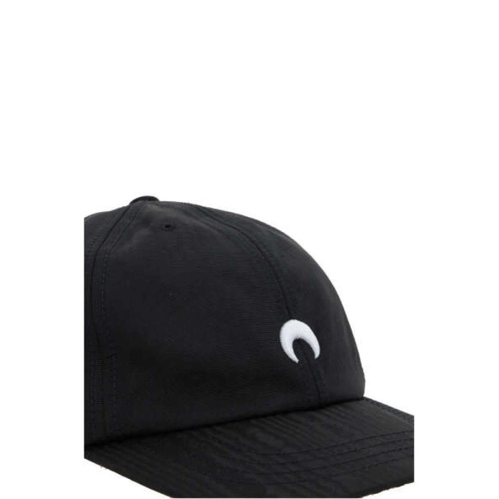 Marine Serre Zwarte Moiré Baseballpet met Maanborduursel Black Dames