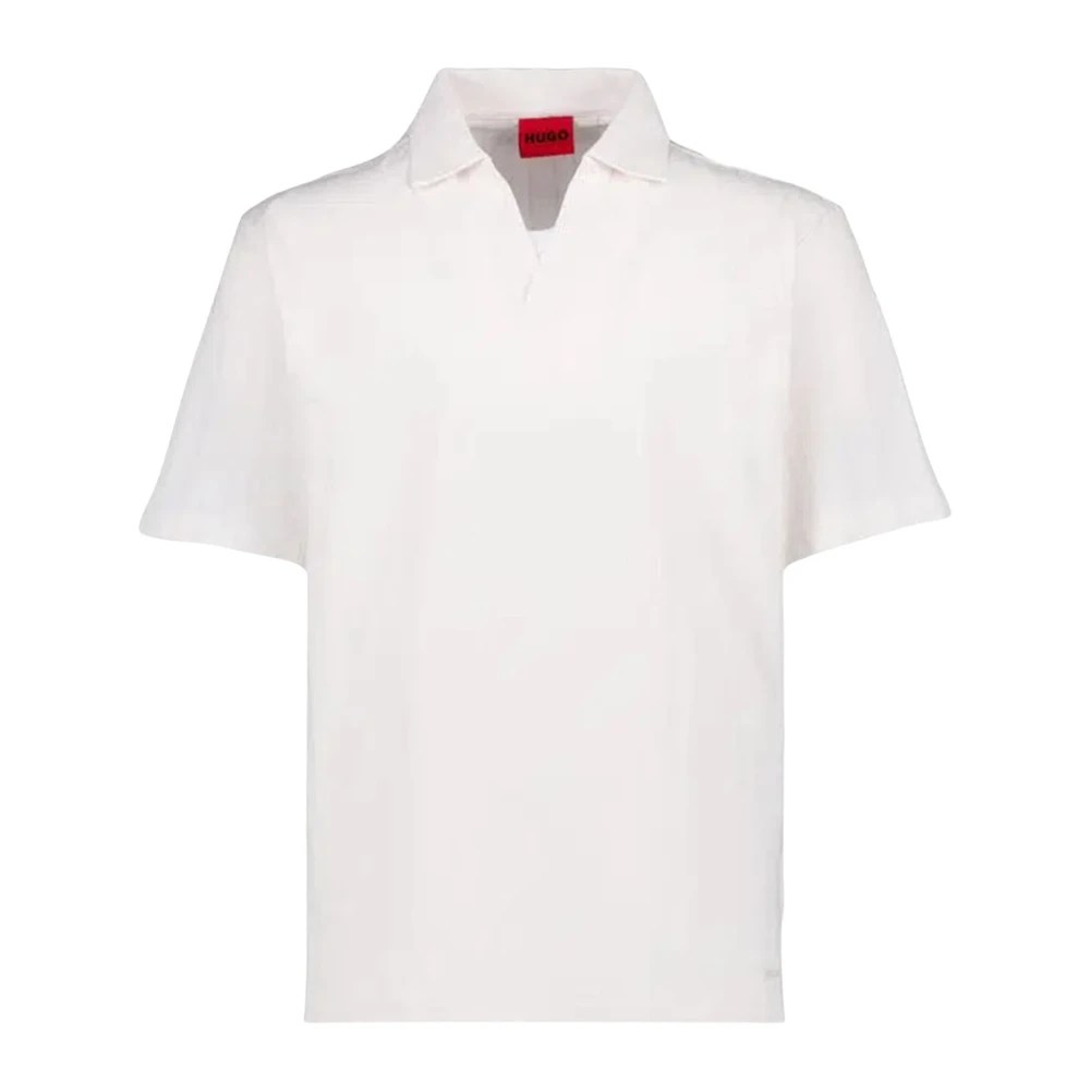 Hugo Men's White Cotton Polo Shirt With Logo - Polo Shirts - S - Tops