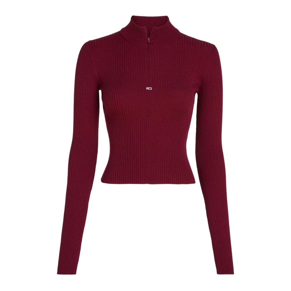 Tommy Jeans Räfflad Turtleneck Tröja Red, Dam