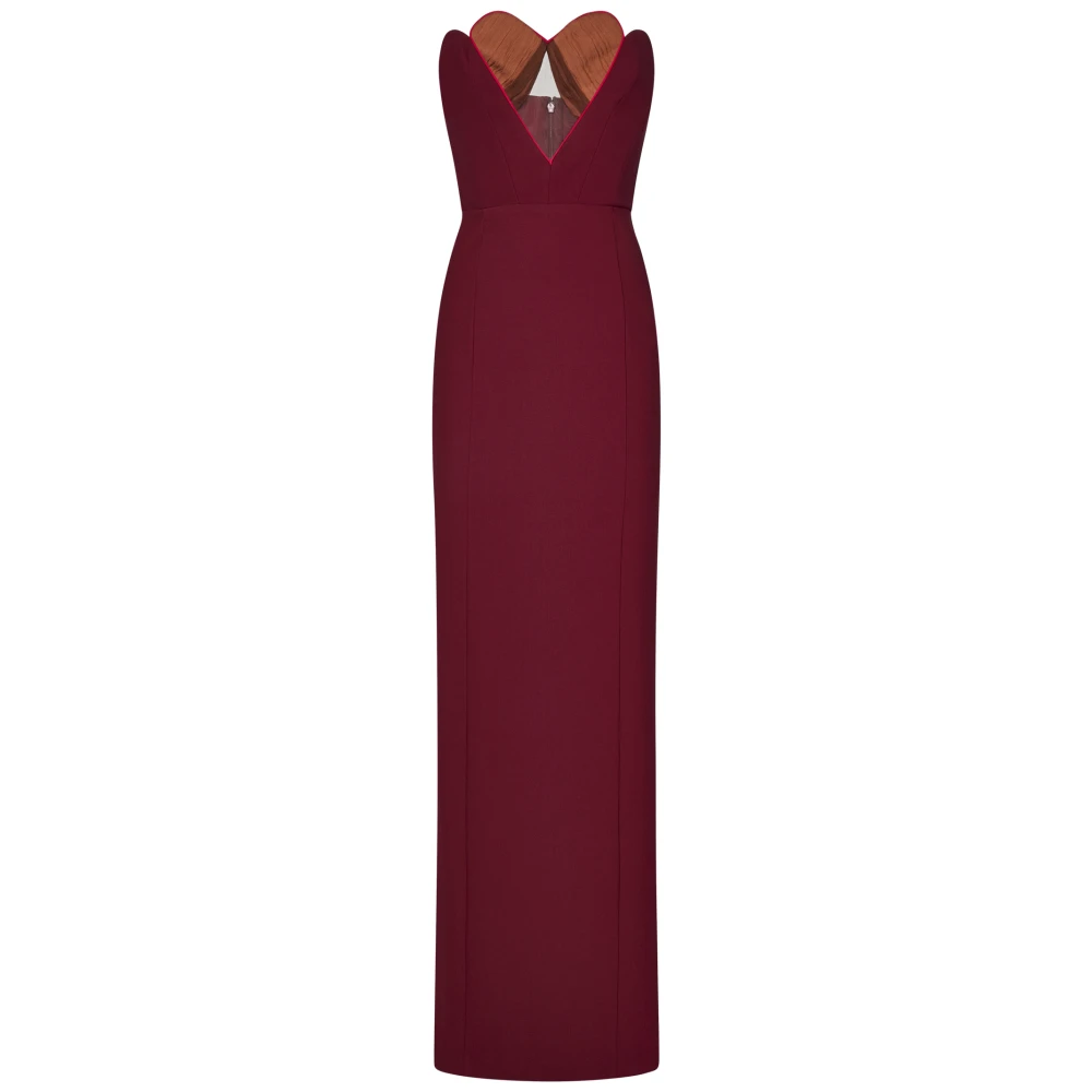 Nensi Dojaka Red Maxi Fitted Dress With Heart Cups - Female - Gowns - M - Dresses