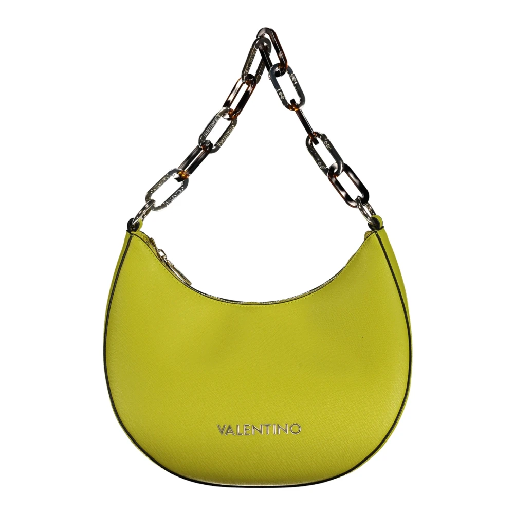 Valentino by Mario Valentino Gele Polyethyleen Schoudertas met Kettingriem Yellow Dames