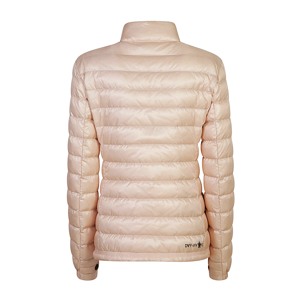 Moncler Gevoerde Beige Jas met Logoprint Pink Dames