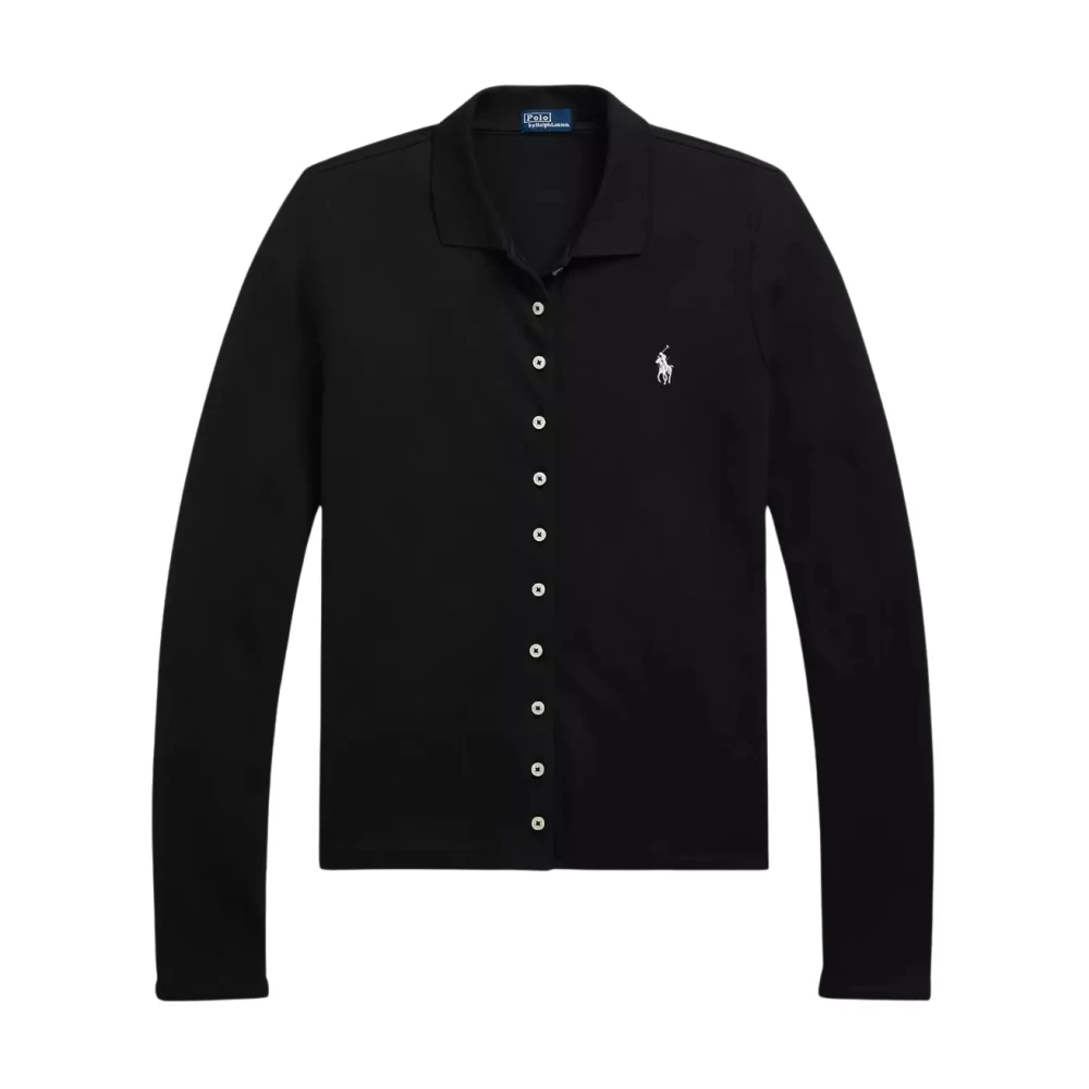 Ralph Lauren Zwarte polo shirt Slim Fit Black Dames