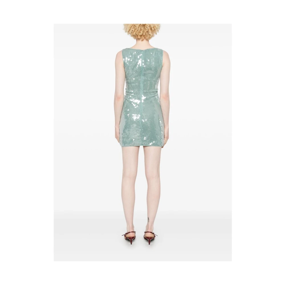 Staud Turquoise Paillet Boothals Jurk Green Dames