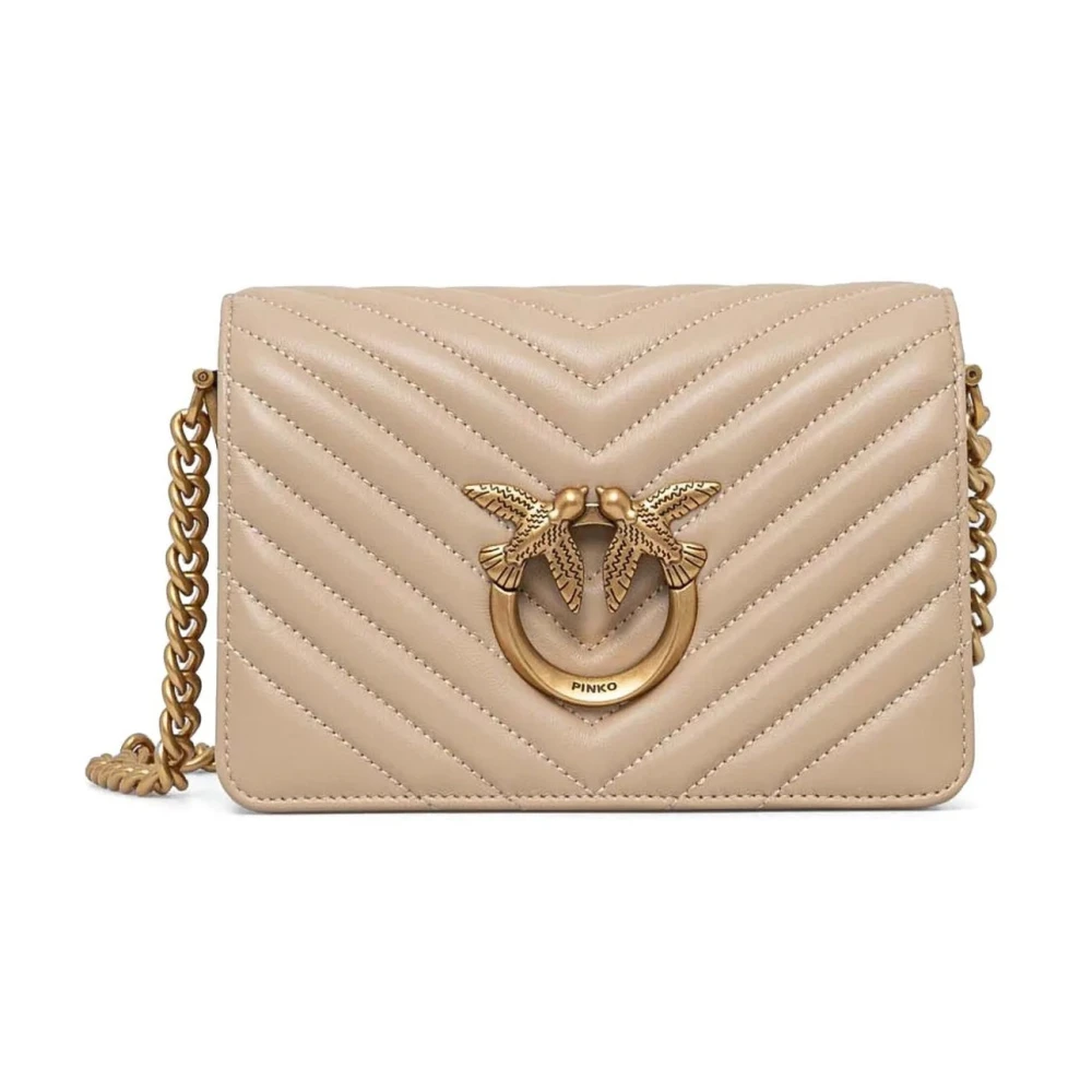 Pinko Women's Beige Love Click Mini Shoulder Bag - Cross Body Bags - One Size - Bags