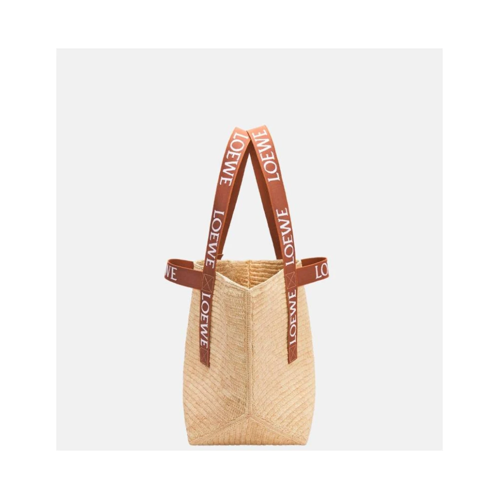 Loewe Fold Shopper Raffia Tas Beige Dames