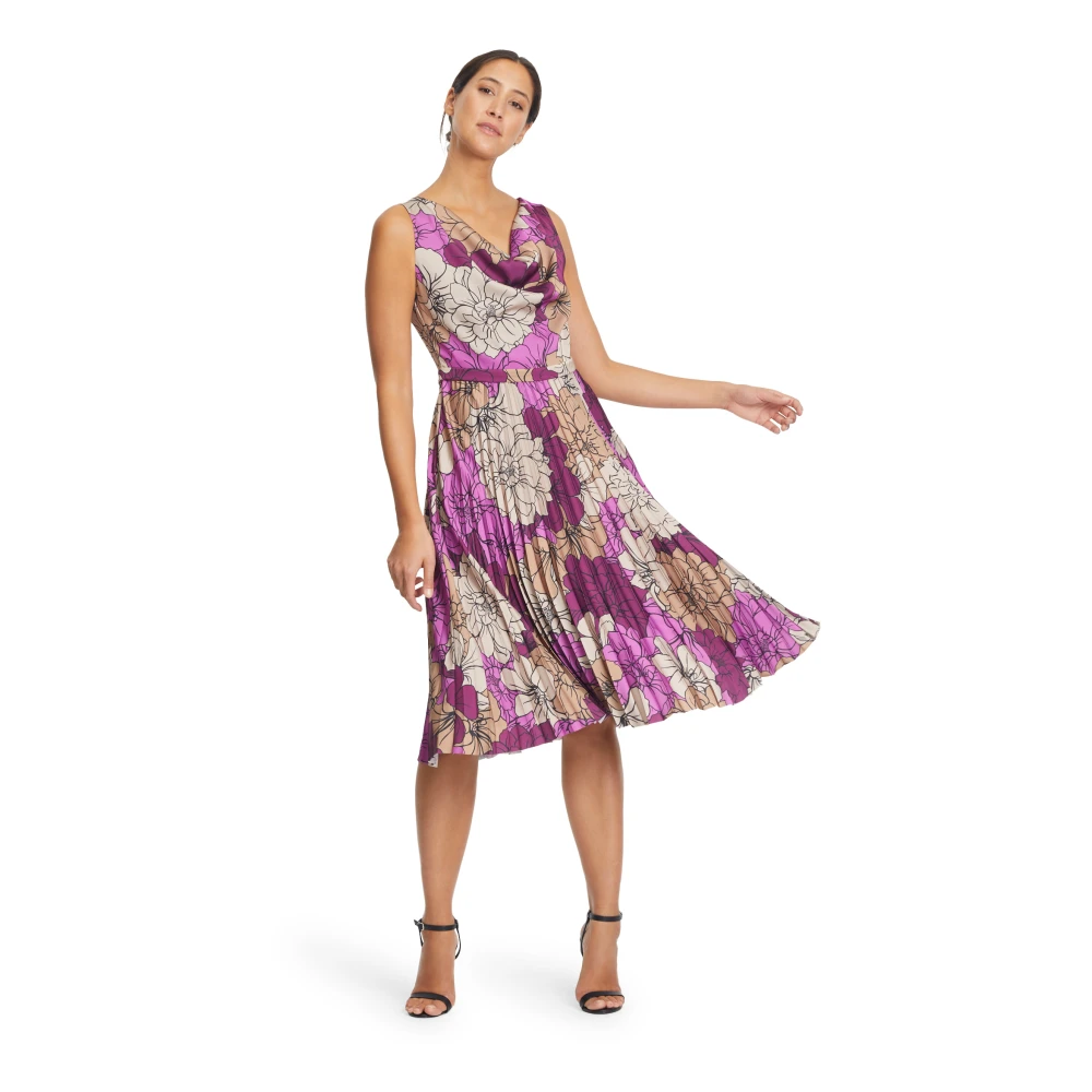 Vera Mont Bloemen Geplisseerde Cocktailjurk Multicolor Dames