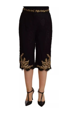 Svart Spets Guld Barock Mode Shorts