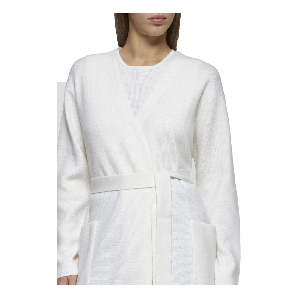 Max Mara Witte Wollen Vest met Riem White Dames