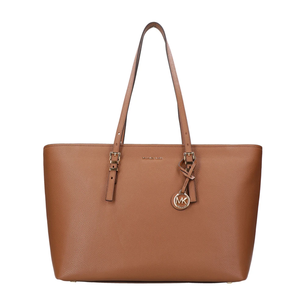 Michael Kors Women's Brown Shopping Bags, One Size, Quinn Large Pebbled Leather Tote