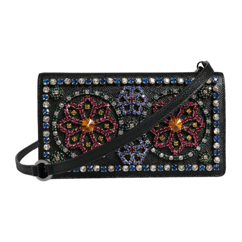 Dolce & Gabbana Kristal Strass Crossbody Clutch Tas Black Dames