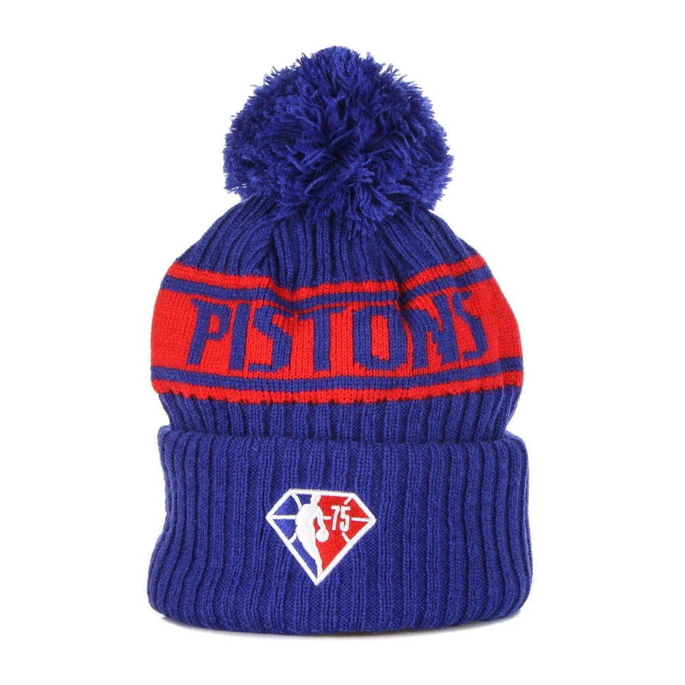 New Era Men's Nba Draft Pom Pom Beanie Pistons