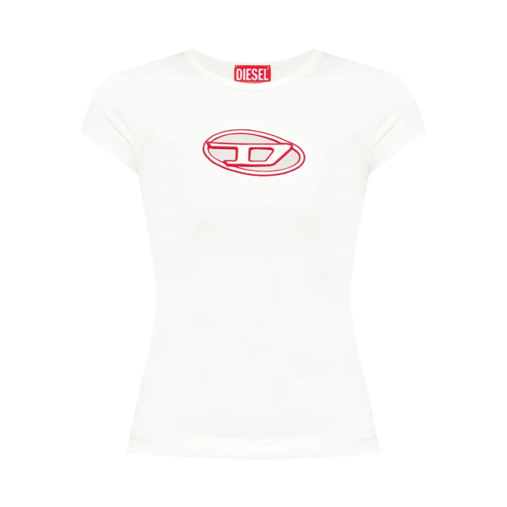 Diesel Wit Ronde Hals Logo T-shirt White Dames