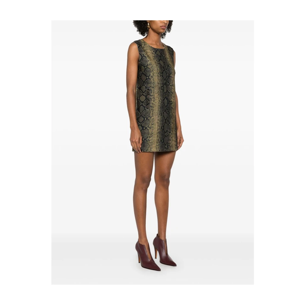 Norma Kamali Slangenprint Crew Neck Jurk Black Dames