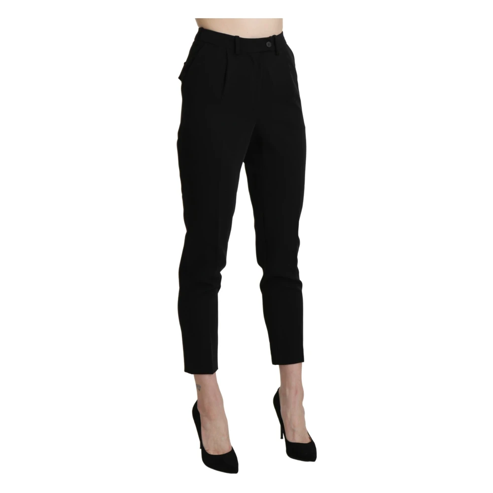 Bencivenga Elegante Skinny Cropped High-Waist Broek Black Dames