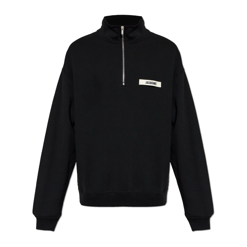 Jacquemus Black Zip-Throughs, Male, Xl, Half-Zip Sweatshirt