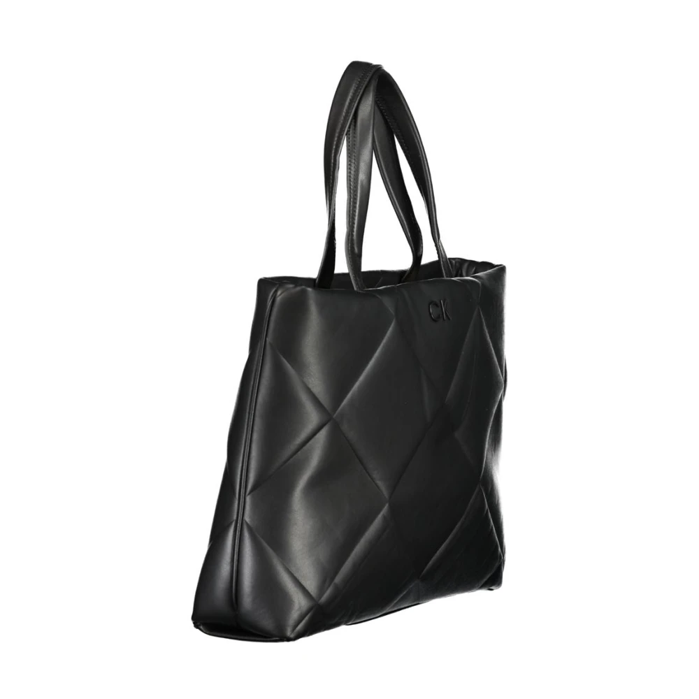 Calvin Klein Zwarte katoenen schoudertas met trekkoordsluiting Black Dames
