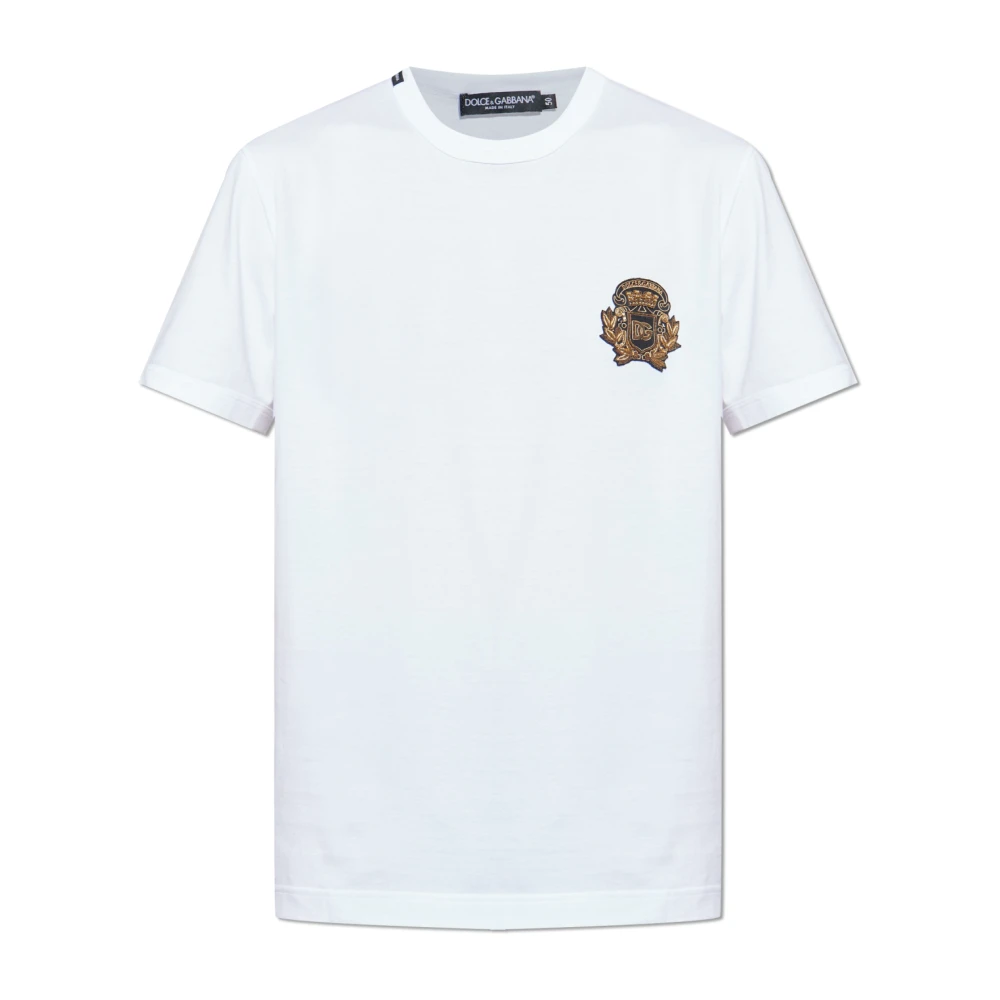 Dolce & Gabbana Men's White T-Shirts, Xs, T-Shirt With Applique