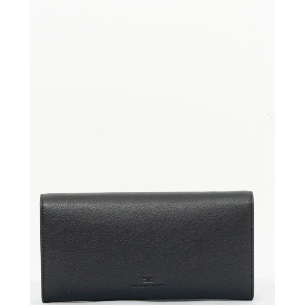 Elisabetta Franchi Zwarte Eco-Leren Schoudertas met Gouden Details Black Dames