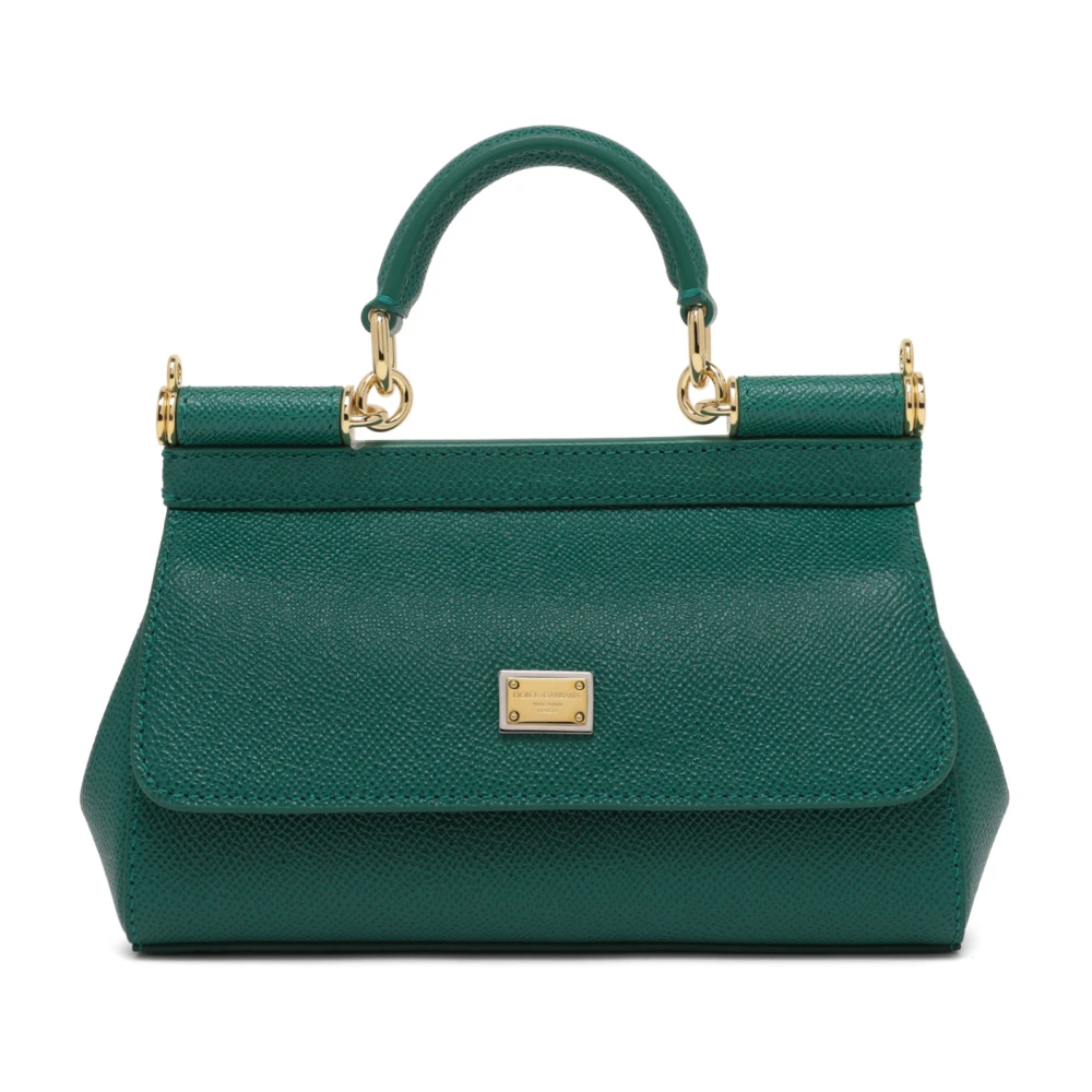Dolce & Gabbana Sicily Medium Leather Handbag - Female - Handbags - Green - One Size - Bags