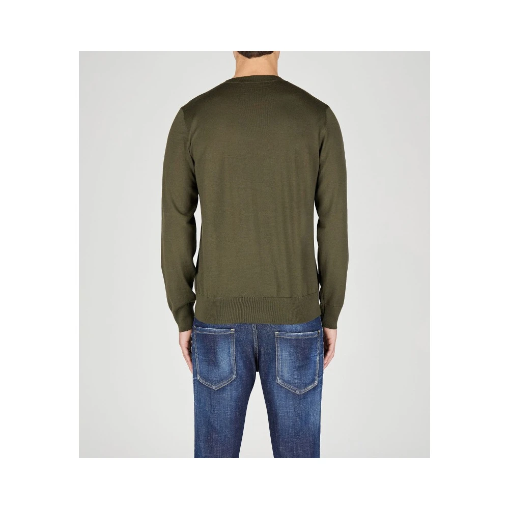 Dsquared2 Geborduurd logo fijngebreide trui Green Heren