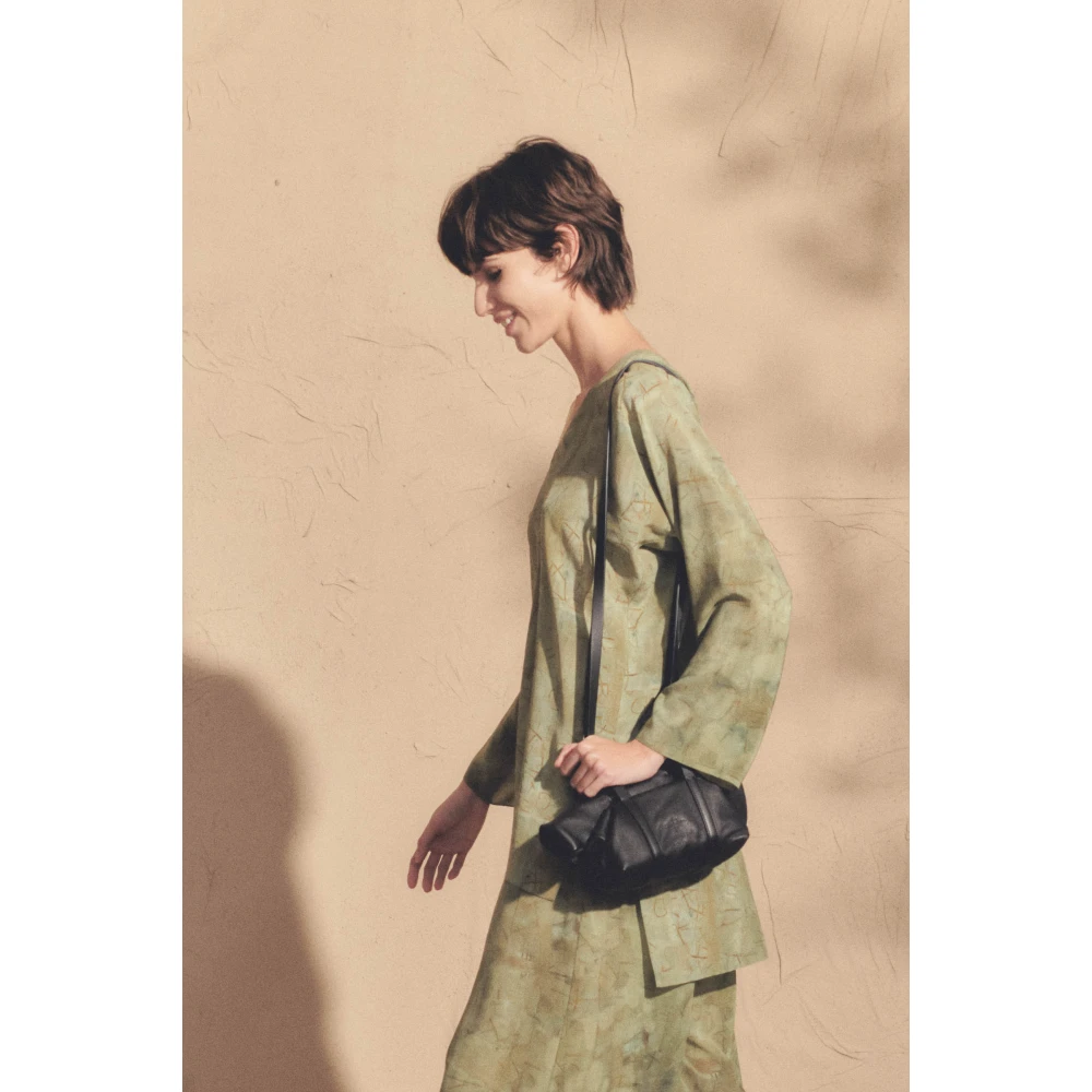 Cortana Abstracte Zijden Top Amina Print Green Dames