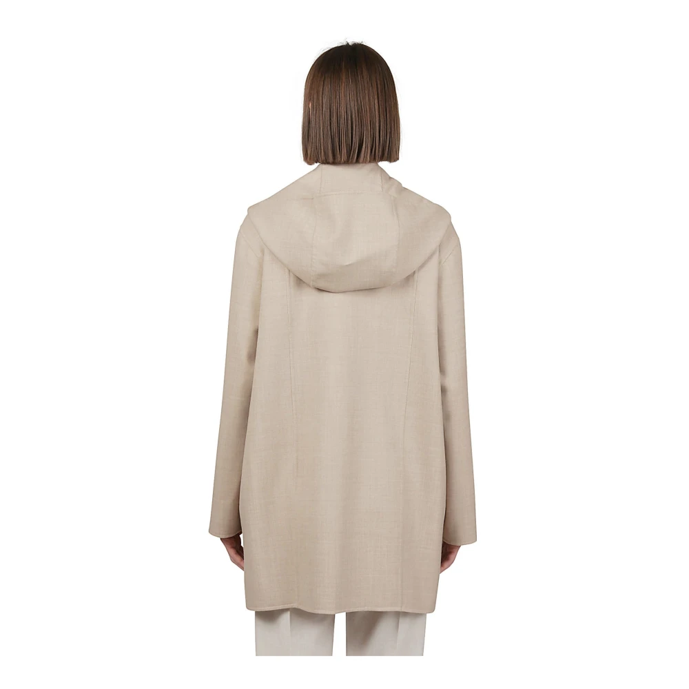 Eleventy Volledige rits capuchon wollen jas Beige Dames