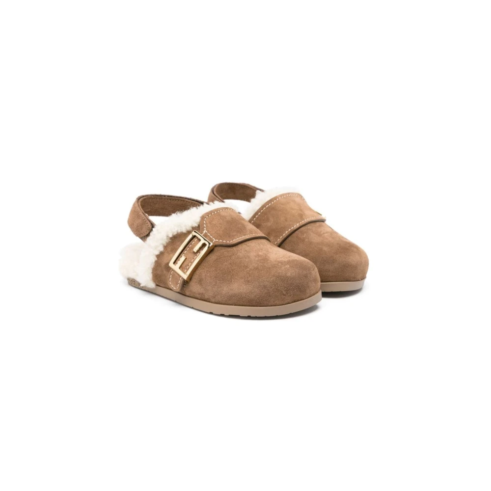 Fendi Leren Sandalen voor Kinderen met FF Motief Beige Dames