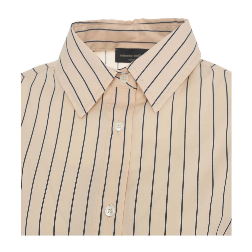 Roberto Collina Beige Gestreepte Blouse Jurk Elegant Stijl Beige Dames