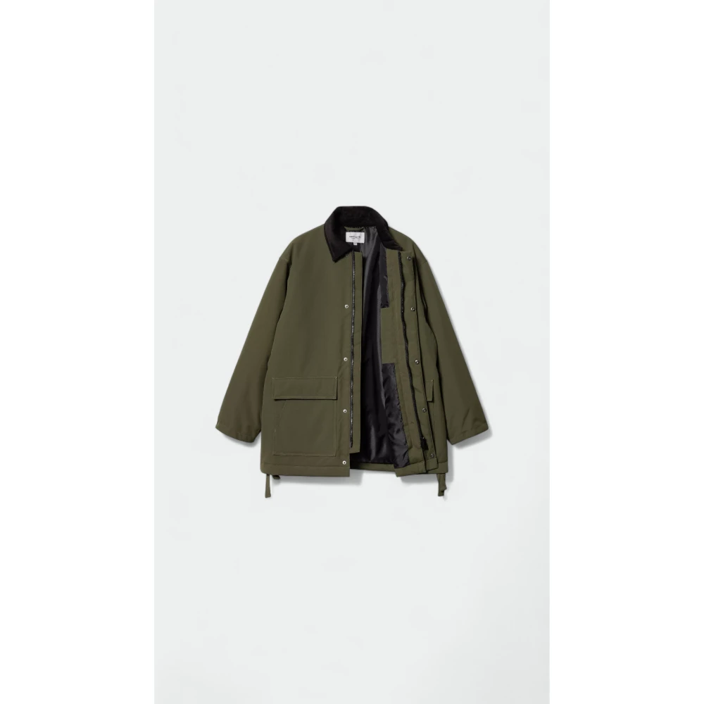 Carhartt WIP Nylonjas met ribfluwelen kraag Green Heren