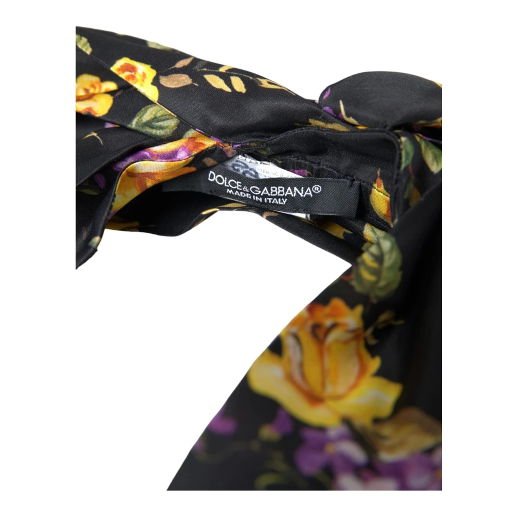 Dolce & Gabbana Zwart Bloemen Zijden Haarband Diadeem Multicolor Dames