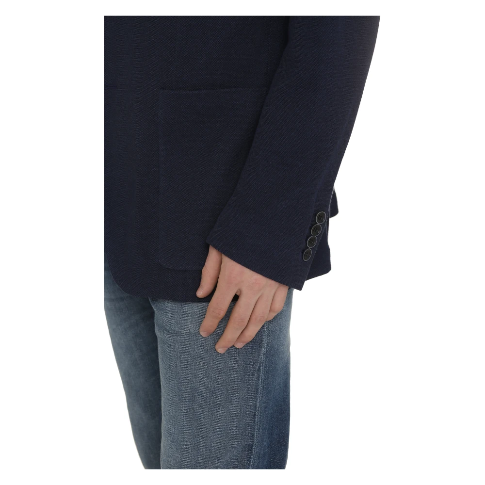 Canali Gebreide blazer met reverskraag Blue Heren